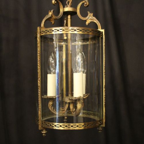 FRENCH GILDED TRIPLE LIGHT ANTIQUE LANTERN - ADDITIONAL PHOTO 1