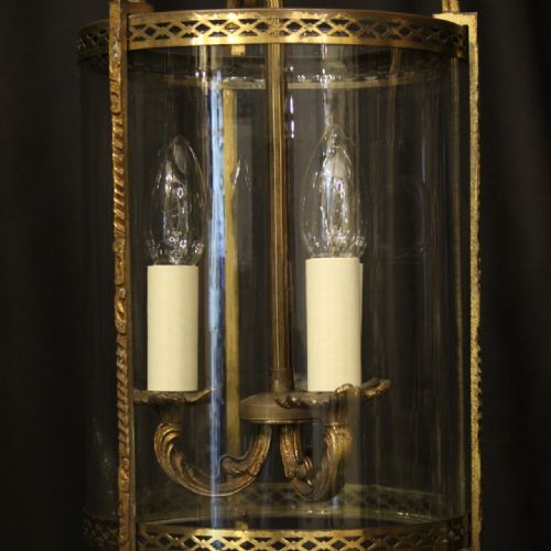 FRENCH GILDED TRIPLE LIGHT ANTIQUE LANTERN - ADDITIONAL PHOTO 2