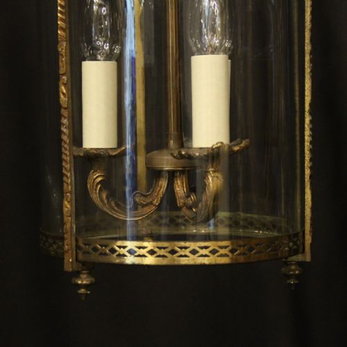 FRENCH GILDED TRIPLE LIGHT ANTIQUE LANTERN - ADDITIONAL PHOTO 3