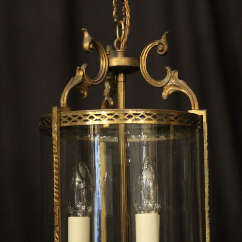 FRENCH GILDED TRIPLE LIGHT ANTIQUE LANTERN - ADDITIONAL PHOTO 4