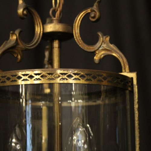 FRENCH GILDED TRIPLE LIGHT ANTIQUE LANTERN - ADDITIONAL PHOTO 5