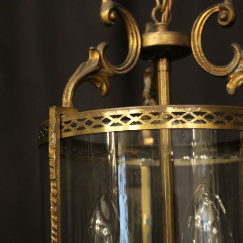 FRENCH GILDED TRIPLE LIGHT ANTIQUE LANTERN - ADDITIONAL PHOTO 6