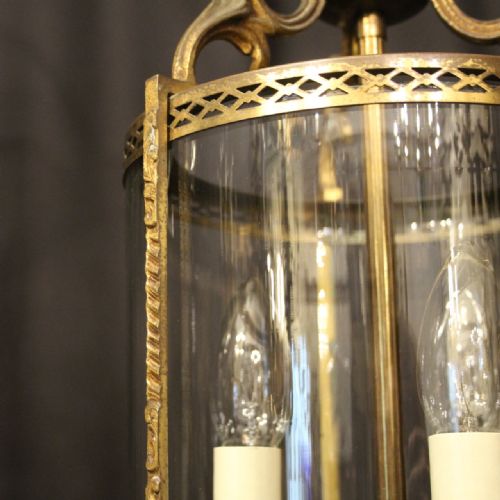 FRENCH GILDED TRIPLE LIGHT ANTIQUE LANTERN - ADDITIONAL PHOTO 7