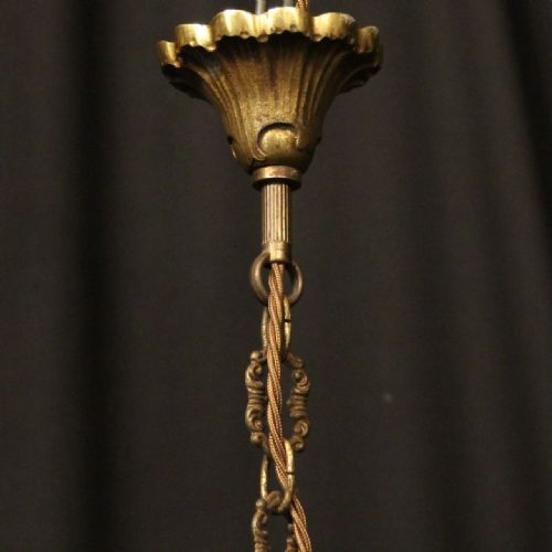 FRENCH GILDED TRIPLE LIGHT ANTIQUE LANTERN - ADDITIONAL PHOTO 9