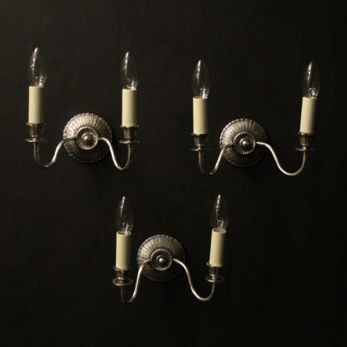 english silver gilded twin arm wall lights - CATEGORY: ANTIQUE LIGHTING - DATED 1930