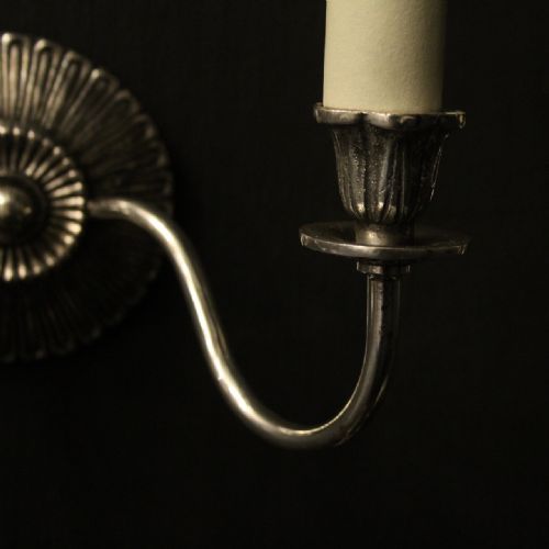 ENGLISH SILVER GILDED TWIN ARM WALL LIGHTS - ADDITIONAL PHOTO 3
