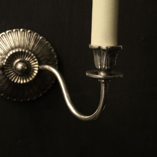 ENGLISH SILVER GILDED TWIN ARM WALL LIGHTS - ADDITIONAL PHOTO 5