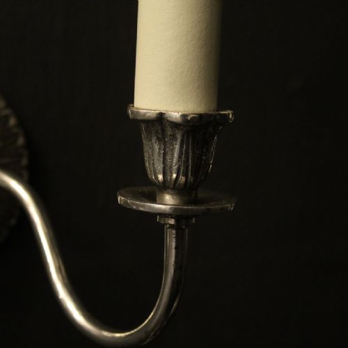 ENGLISH SILVER GILDED TWIN ARM WALL LIGHTS - ADDITIONAL PHOTO 6