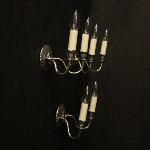 ENGLISH SILVER GILDED TWIN ARM WALL LIGHTS - ADDITIONAL PHOTO 9