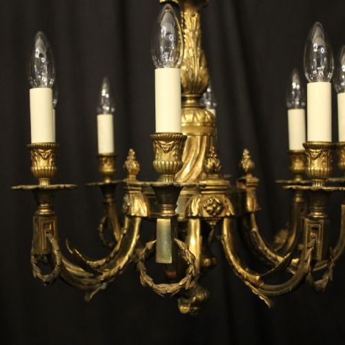 FRENCH GILDED BRONZE 8 LIGHT ANTIQUE CHANDELIER - ADDITIONAL PHOTO 1