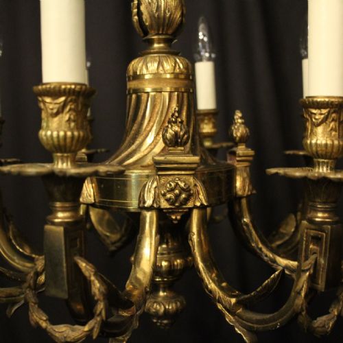 FRENCH GILDED BRONZE 8 LIGHT ANTIQUE CHANDELIER - ADDITIONAL PHOTO 3