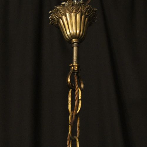 FRENCH GILDED BRONZE 8 LIGHT ANTIQUE CHANDELIER - ADDITIONAL PHOTO 9