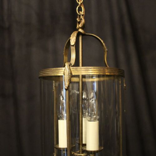FRENCH GILDED TRIPLE LIGHT ANTIQUE LANTERN - ADDITIONAL PHOTO 1