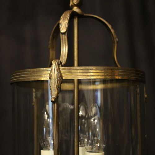FRENCH GILDED TRIPLE LIGHT ANTIQUE LANTERN - ADDITIONAL PHOTO 2