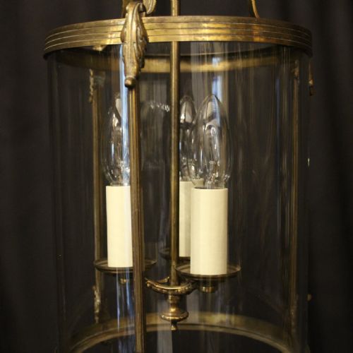 FRENCH GILDED TRIPLE LIGHT ANTIQUE LANTERN - ADDITIONAL PHOTO 3