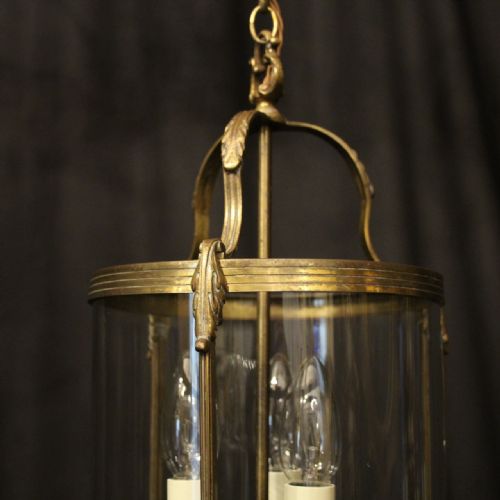 FRENCH GILDED TRIPLE LIGHT ANTIQUE LANTERN - ADDITIONAL PHOTO 4