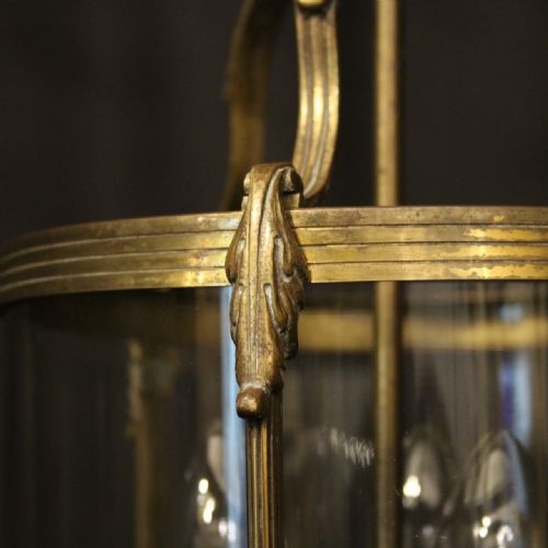 FRENCH GILDED TRIPLE LIGHT ANTIQUE LANTERN - ADDITIONAL PHOTO 5