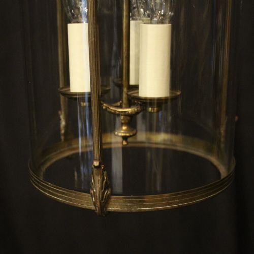 FRENCH GILDED TRIPLE LIGHT ANTIQUE LANTERN - ADDITIONAL PHOTO 8