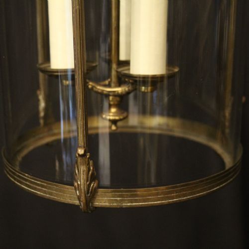 FRENCH GILDED TRIPLE LIGHT ANTIQUE LANTERN - ADDITIONAL PHOTO 9