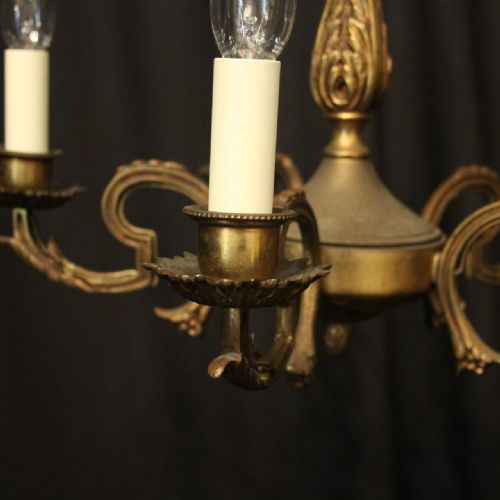 FRENCH GILDED BRASS 5 LIGHT ANTIQUE CHANDELIER - ADDITIONAL PHOTO 5