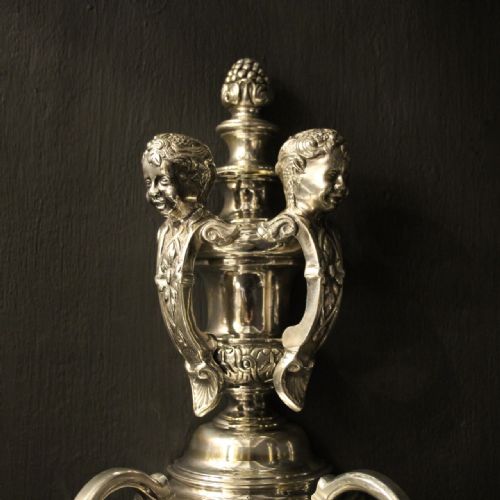 FRENCH SET OF 4 CHERUB SILVER ANTIQUE WALL LIGHTS - ADDITIONAL PHOTO 6