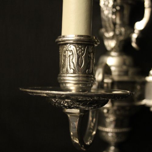 FRENCH SET OF 4 CHERUB SILVER ANTIQUE WALL LIGHTS - ADDITIONAL PHOTO 7