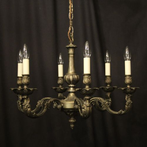french faded silver gilded 6 light chandelier - CATEGORY: ANTIQUE LIGHTING - DATED 1930