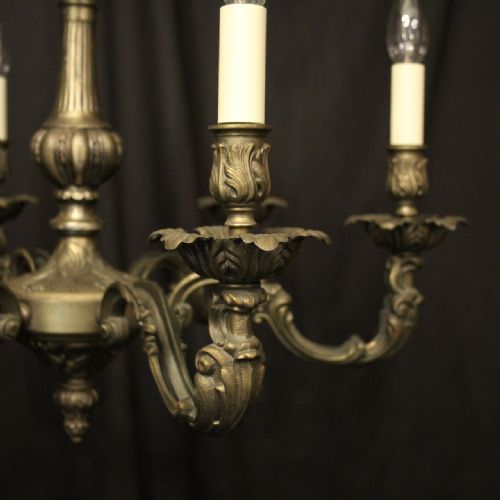 FRENCH FADED SILVER GILDED 6 LIGHT CHANDELIER - ADDITIONAL PHOTO 1