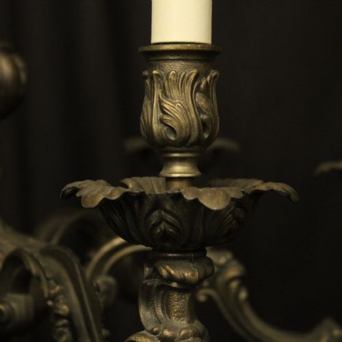 FRENCH FADED SILVER GILDED 6 LIGHT CHANDELIER - ADDITIONAL PHOTO 2