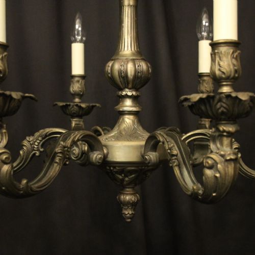 FRENCH FADED SILVER GILDED 6 LIGHT CHANDELIER - ADDITIONAL PHOTO 3
