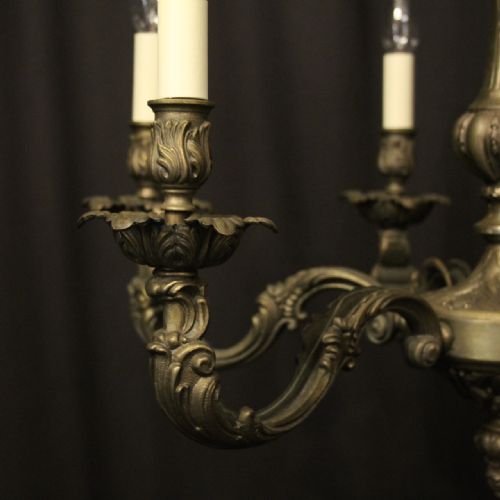 FRENCH FADED SILVER GILDED 6 LIGHT CHANDELIER - ADDITIONAL PHOTO 4