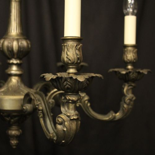 FRENCH FADED SILVER GILDED 6 LIGHT CHANDELIER - ADDITIONAL PHOTO 5