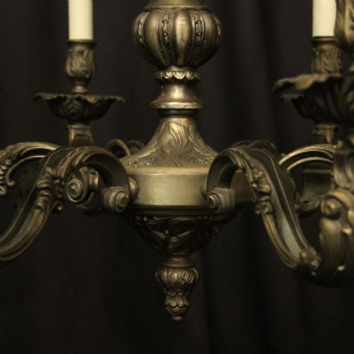 FRENCH FADED SILVER GILDED 6 LIGHT CHANDELIER - ADDITIONAL PHOTO 6
