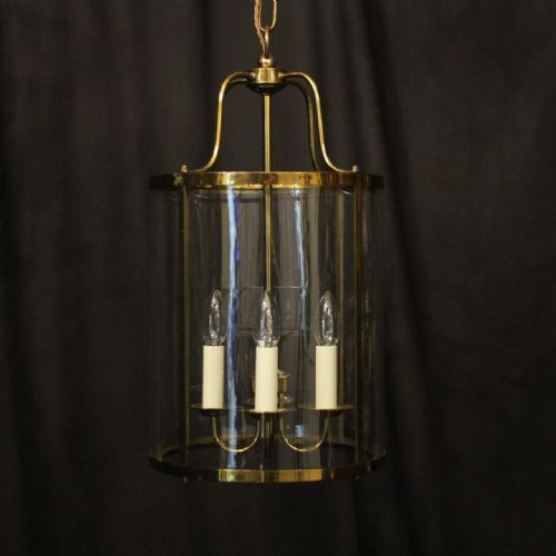 french gilded brass four light convex lantern - CATEGORY: ANTIQUE LIGHTING - DATED 1930
