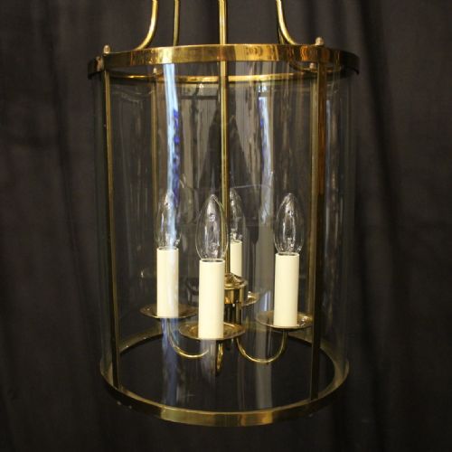 FRENCH GILDED BRASS FOUR LIGHT CONVEX LANTERN - ADDITIONAL PHOTO 3