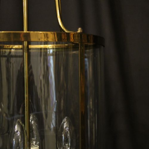 FRENCH GILDED BRASS FOUR LIGHT CONVEX LANTERN - ADDITIONAL PHOTO 4