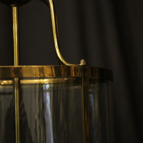 FRENCH GILDED BRASS FOUR LIGHT CONVEX LANTERN - ADDITIONAL PHOTO 5