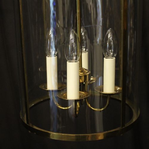 FRENCH GILDED BRASS FOUR LIGHT CONVEX LANTERN - ADDITIONAL PHOTO 6