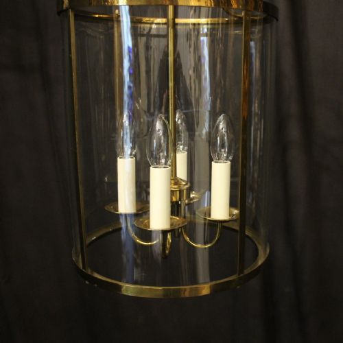 FRENCH GILDED BRASS FOUR LIGHT CONVEX LANTERN - ADDITIONAL PHOTO 7