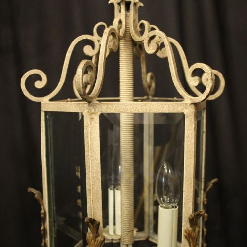 FRENCH POLYCHROME TRIPLE LIGHT HALL LANTERN - ADDITIONAL PHOTO 1
