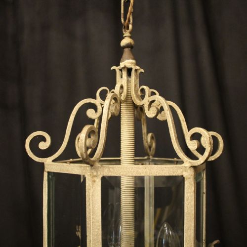 FRENCH POLYCHROME TRIPLE LIGHT HALL LANTERN - ADDITIONAL PHOTO 2