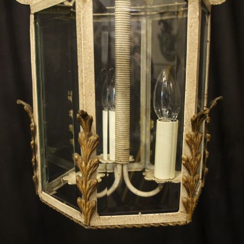 FRENCH POLYCHROME TRIPLE LIGHT HALL LANTERN - ADDITIONAL PHOTO 3