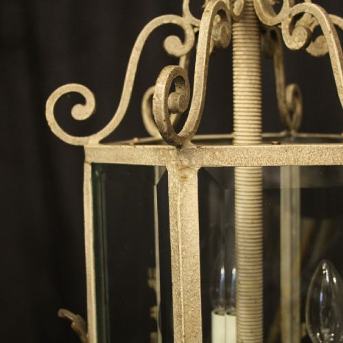 FRENCH POLYCHROME TRIPLE LIGHT HALL LANTERN - ADDITIONAL PHOTO 4