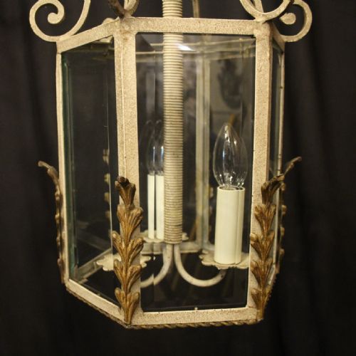 FRENCH POLYCHROME TRIPLE LIGHT HALL LANTERN - ADDITIONAL PHOTO 5