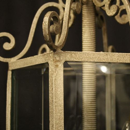 FRENCH POLYCHROME TRIPLE LIGHT HALL LANTERN - ADDITIONAL PHOTO 6