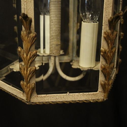 FRENCH POLYCHROME TRIPLE LIGHT HALL LANTERN - ADDITIONAL PHOTO 8