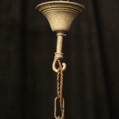FRENCH POLYCHROME TRIPLE LIGHT HALL LANTERN - ADDITIONAL PHOTO 9