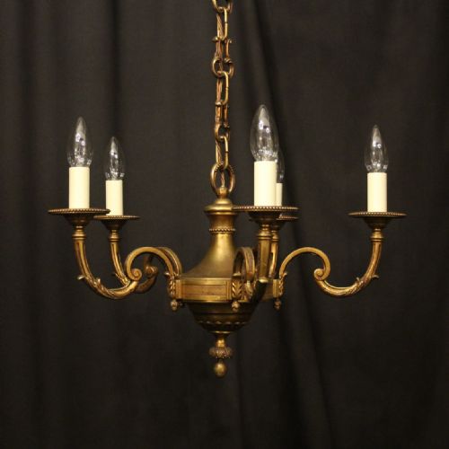 french gilded bronze 5 light chandelier - CATEGORY: ANTIQUE LIGHTING - DATED 1930