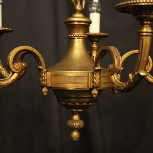 FRENCH GILDED BRONZE 5 LIGHT CHANDELIER - ADDITIONAL PHOTO 1