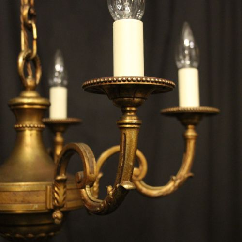 FRENCH GILDED BRONZE 5 LIGHT CHANDELIER - ADDITIONAL PHOTO 2